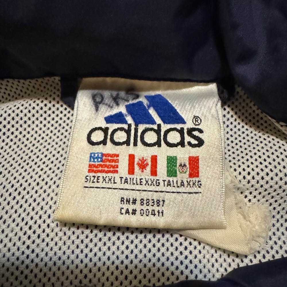 Vintage Adidas Windbreaker Jacket Mens XXL Navy Blue Colorblock Full Zip 90s - Picture 4 of 16